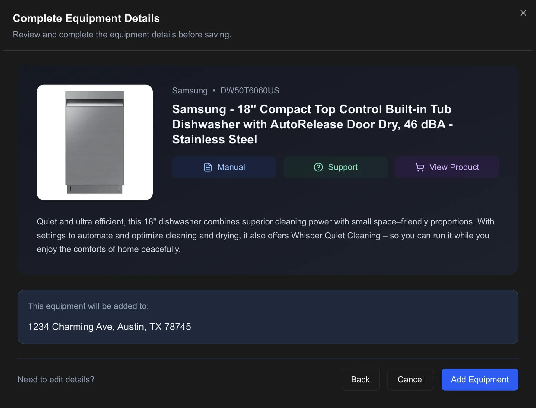 Equipment Tracking - Dark Mode